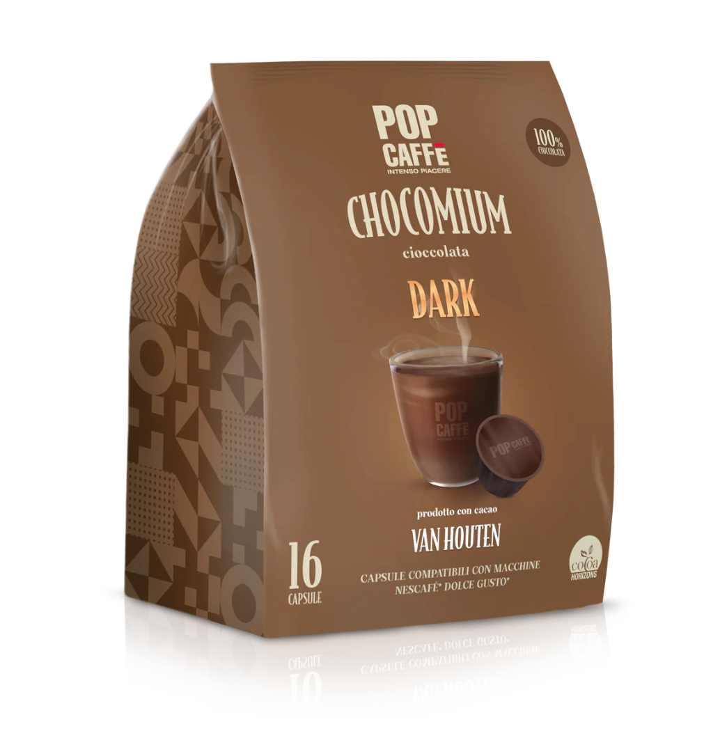 Pop Caffè Chocomium Dark 16 Capsule al Cioccolato Compatibili Dolce Gusto