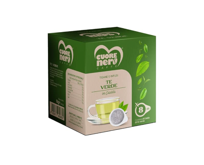 Cuore Nero Caffè - Tisane e Infusi in Cialde ESE 44MM da 2Gr. Confezioni da 8 Cialde (Tè Verde)