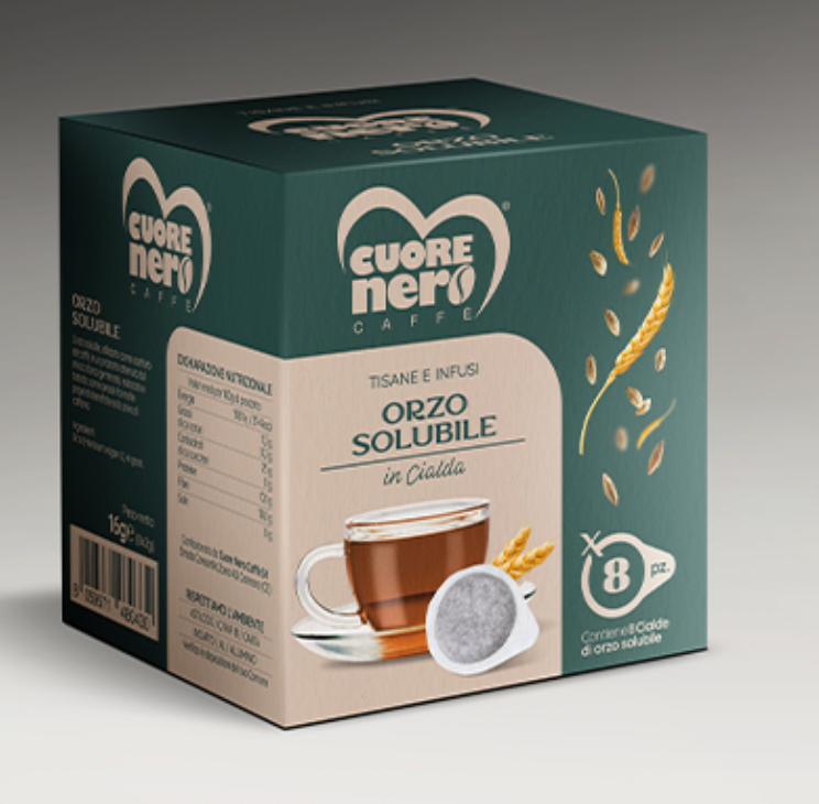 Cuore Nero Caffè - Tisane e Infusi in Cialde ESE 44MM da 2Gr. Confezioni da 8 Cialde (Orzo)