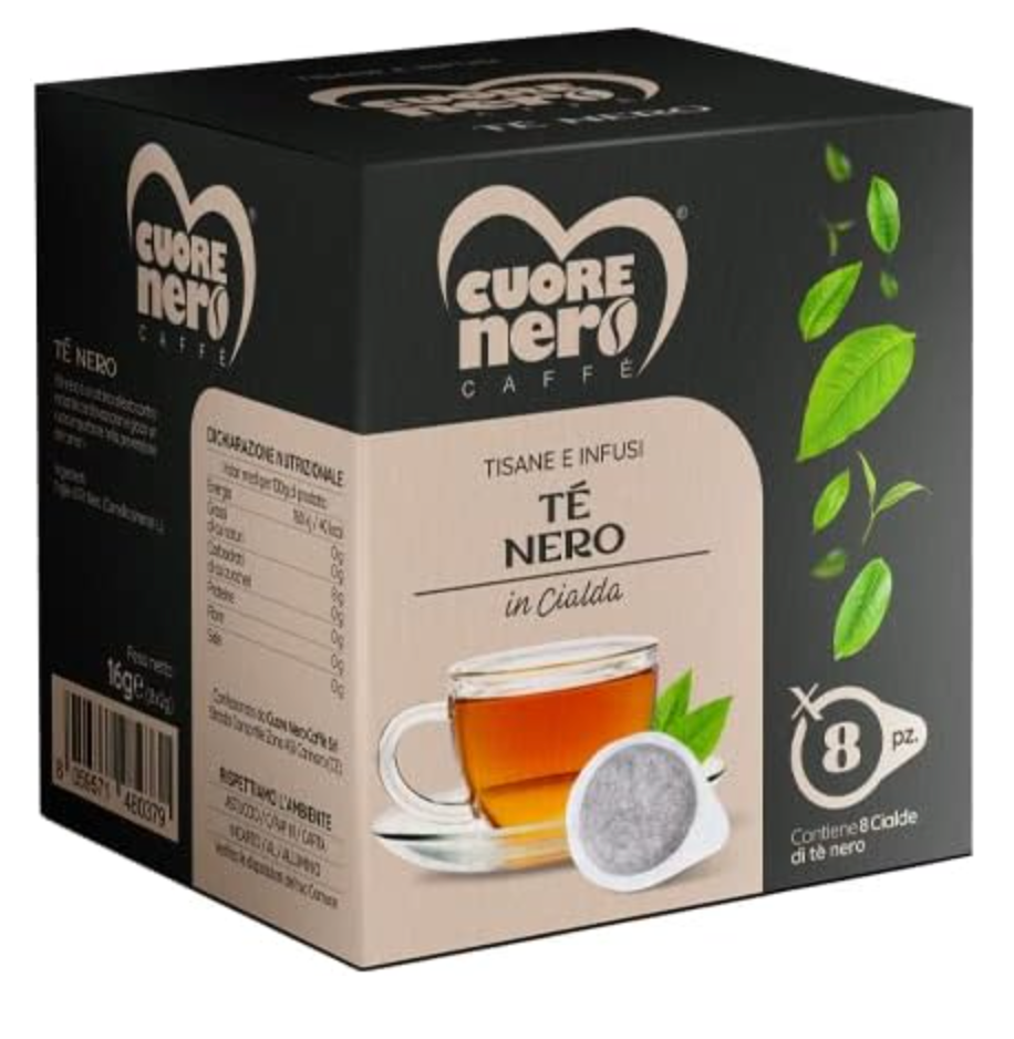 Cuore Nero Caffè - Tisane e Infusi in Cialde ESE 44MM da 2Gr. Confezioni da 8 Cialde (Tè Nero)